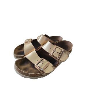 Birkenstock Arizona Sandals Rose Gold Leather Soft Footbed Size 8.5